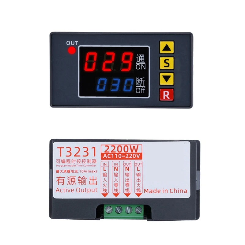 T3231 Programmable Time Controller Dual LED Display Digital Relay Time Delay Switch