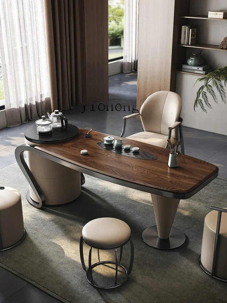 X-S Walnut Solid Wood Tea Table Desk Double-Use Light Luxury High-End Balcony Ash Wood Office Tea Table HG