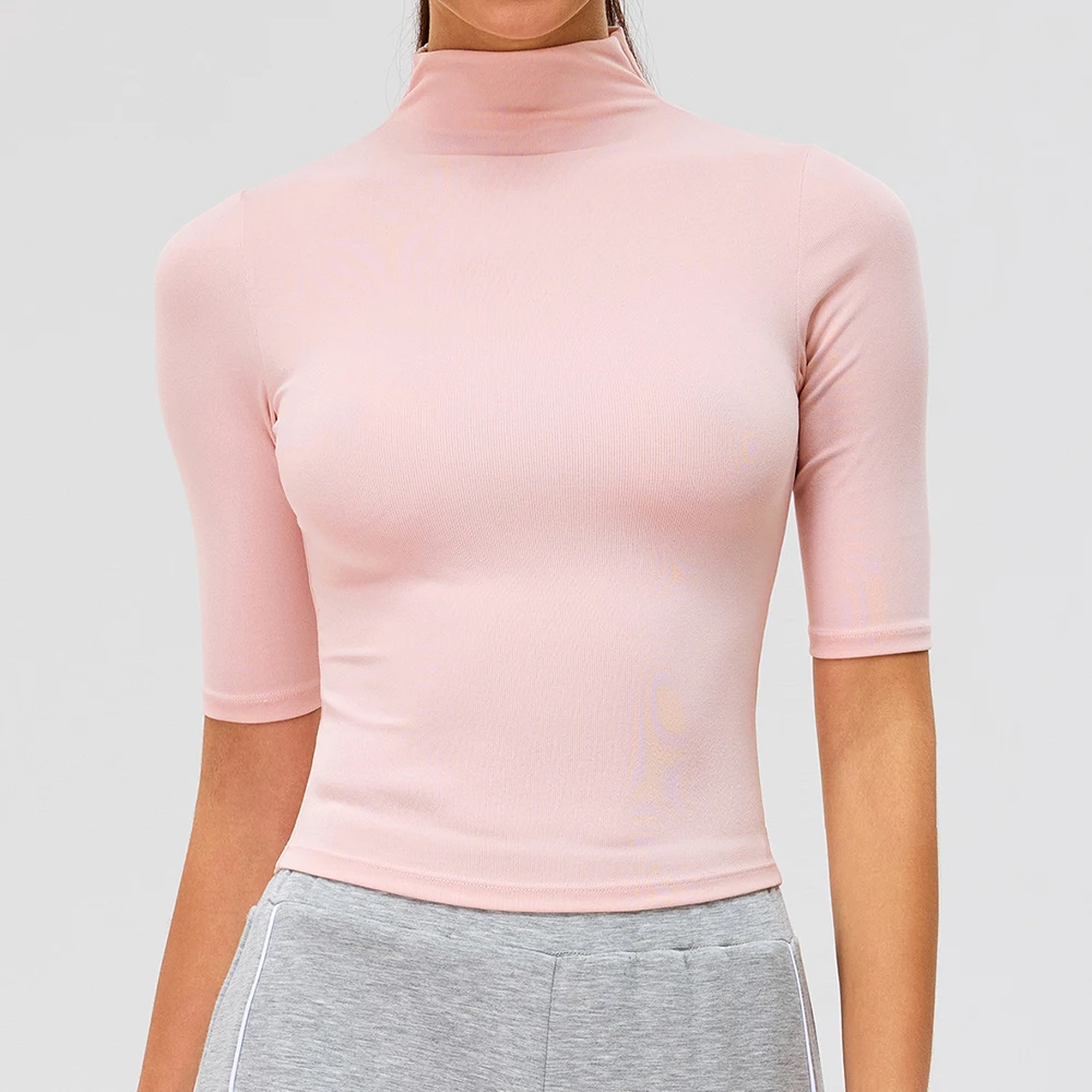 JUREN Gym Crop Top for Women Short Sleeve Yoga Top Running Sports T Shirts Fitness T-shirt Workout Tee Sports Tops Activewear