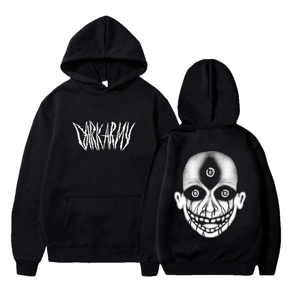 2024 Lil Darkie Dark Army Metal Hoodie Small Dark One Merch Long Sleeve Streetwear Women Men Hooded Sweatshirt Hip Hop Clothes