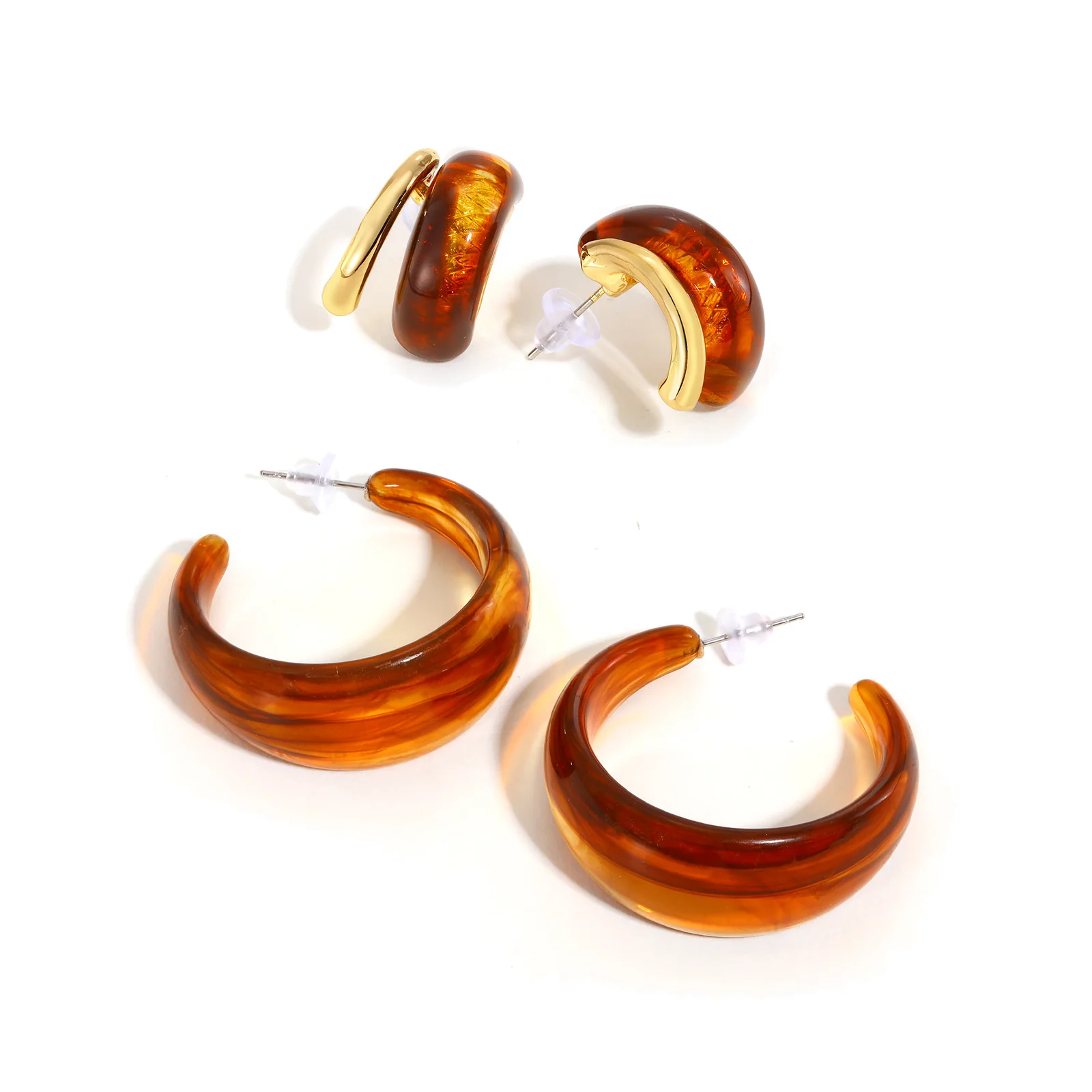 

Double Layer Geometric Minimalist Geometric Hoop Earrings for Women, Resin Statement Earrings, Autumn Winter Fashion Jewelry