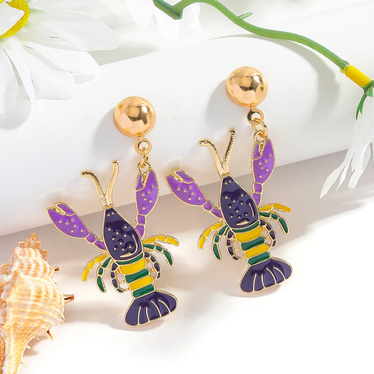 

2025 New Fashion Enamel Lobster Dangle Earrings For Women Summer Holiday Beach Ocean Animal Earrings Best Gift For Girls