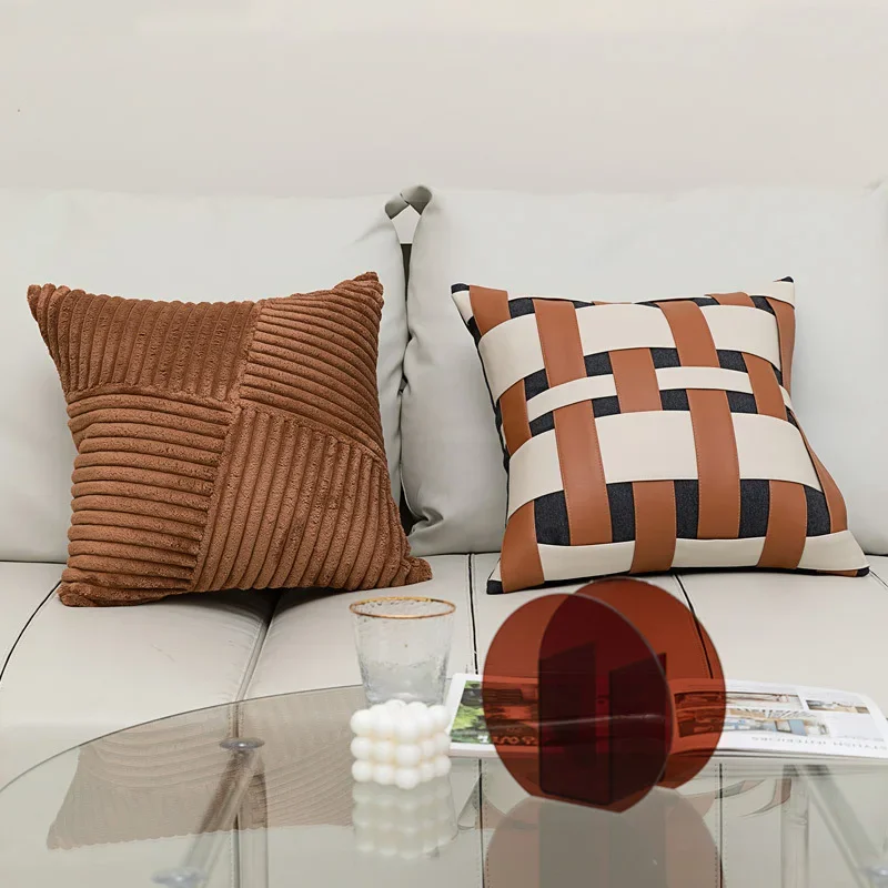 30X50/45X45/50X50CM Splicing Design Throw Pillow Cover Modern Caramel Stamping Cushion Cover Decor Home Decorative Pillowcase
