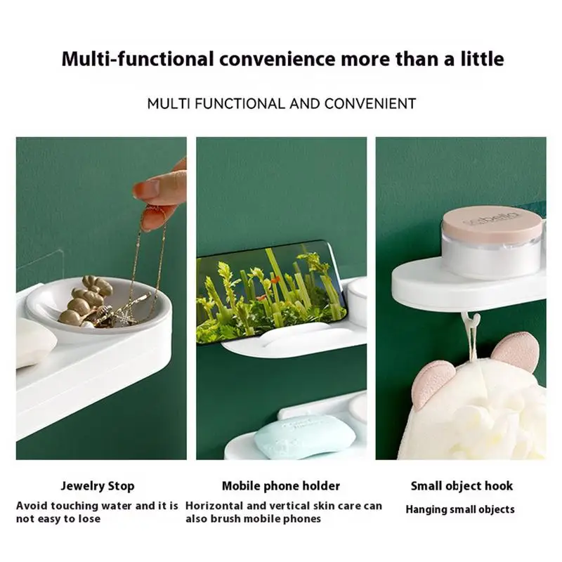 Shape 1 pcs Rotatable for Bathroom,Kitchen with Suctions Multifunction Drain Soap Box Soap Dish Bar Soap Holder Sponge Rack