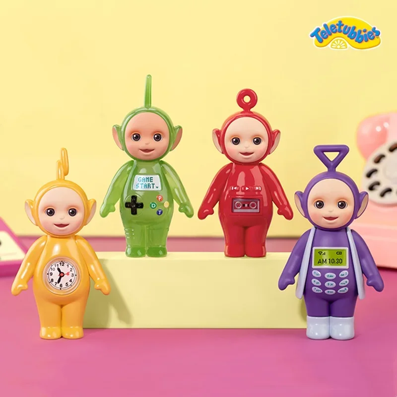 9.5cm Genuine Teletubbies Action Figures Series Dipsy Pvc Model Trendy Handheld Hang Card Cute Kids Toys Halloween Xmas Gifts