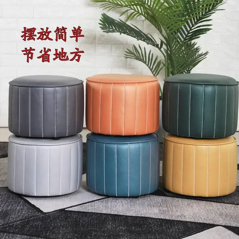 

Small Stools Household Art Round Benches Low Shoe Changing Stools Coffee Table Ottomans Sofa Simple Modern Soft Seat Furniture