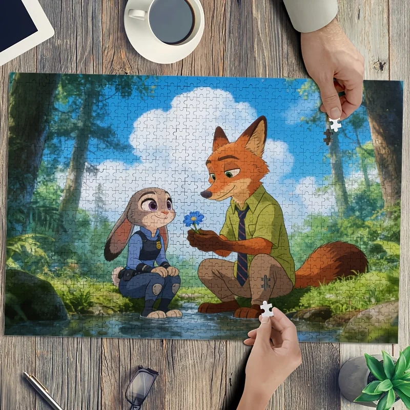 1000 pièces Disney Crazy City Judy Hopps & Nick Wilde Puzzle adapté pour &, Puzzle de bricolage stimulant pour/jeu d'anniversaire, thème R