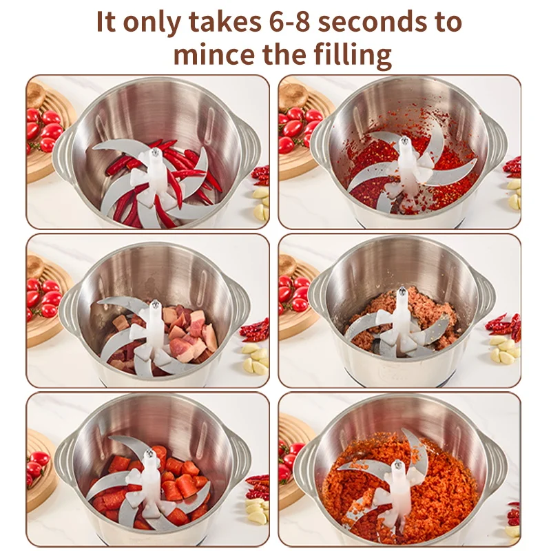 مفرمة اللحم الكهربائية 5 لتر كروشر من الفولاذ المقاوم للصدأ متعددة الوظائف معالج تقطيع الخضراوات الخلاطات عملية أغذية الأطفال