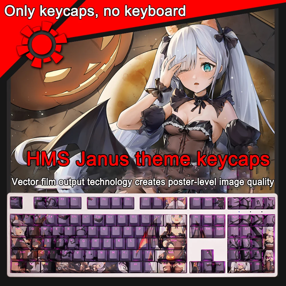 

108 Keys/set Azur Lane Keycaps PBT Dye Subbed Implacable Keycaps Cherry Anime Cartoon Gaming Key Caps For ANSI 61 87 104 108