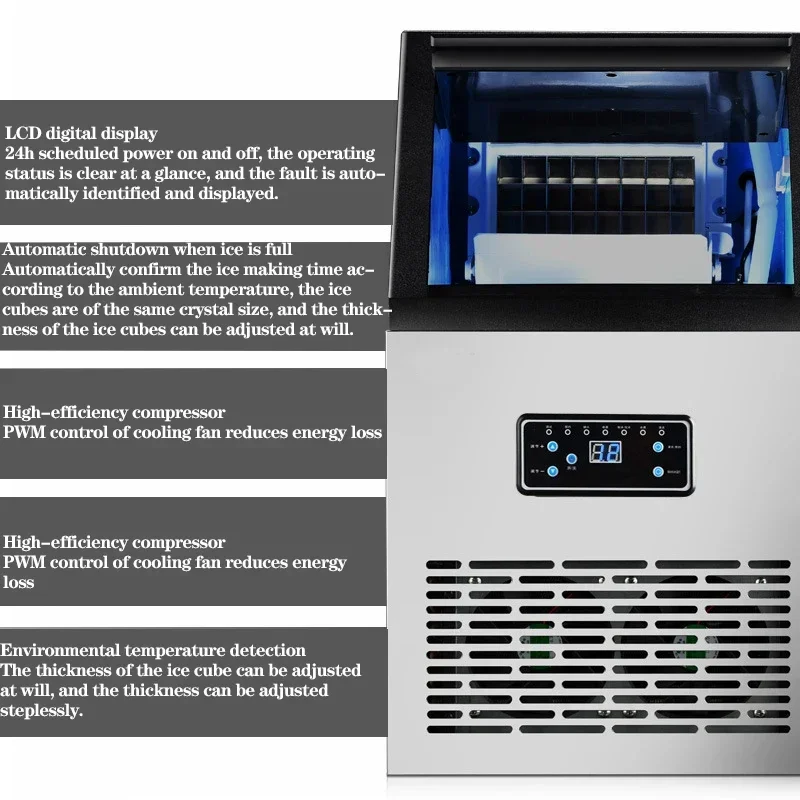 상업용 자동 제빙기, 가정용 제빙기, 밀크티, 커피숍, 110v, 220v, 80kg, 230w