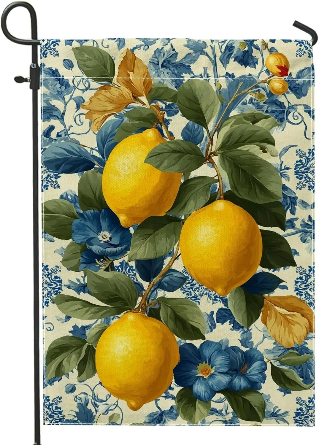 Lemon Floral Garden Flag, Yellow Citrus Flowers Home Decor Banner, Double Sided Fabric Yard Flag for Spring Summer Outdoor L yyi