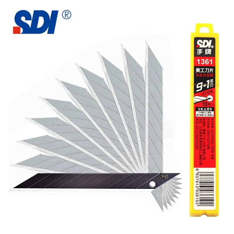 100pcs ,SDI 1361 Small Art Knife Blades alloy steel 30 degree sharp angle automotive film 9MM For Paper Leather Fabric Packages