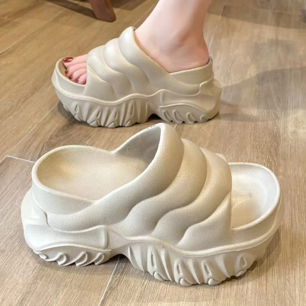 المألوف عارضة أسافين النعال 10 سنتيمتر زيادة ضوء الانزلاق على الصيف الصنادل إيفا منصة لينة الشرائح الأحذية الاستخدام اليومي