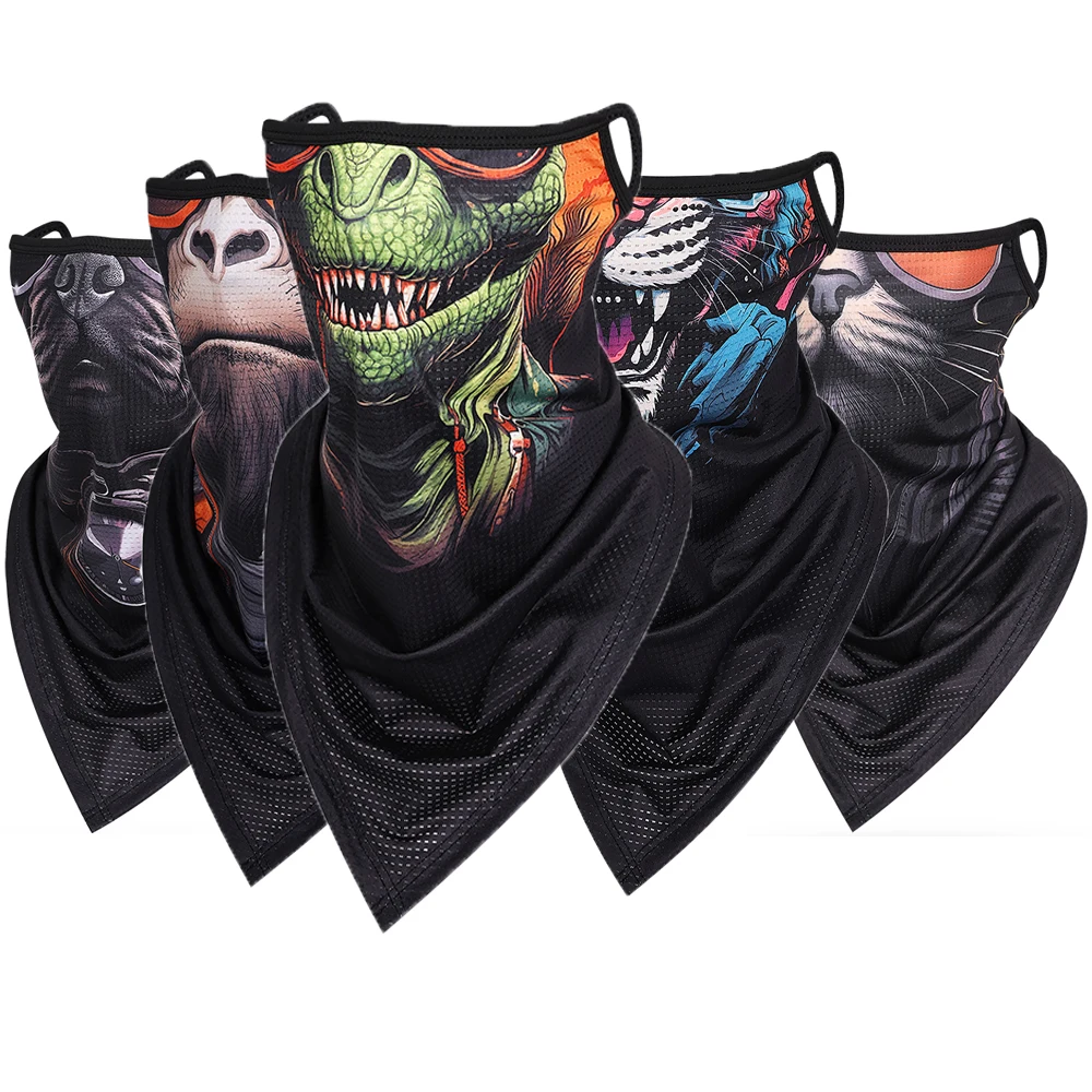 

3D Animal Bandana for Men and Women, Hanging Ear Triangle Scarf, Cycling, Hiking, Hunting, FishingBicycle Face Mask, Neck Gaiter