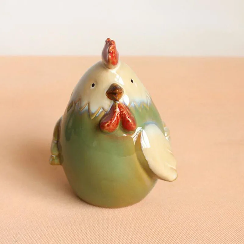 Ceramic Kiln Glazed Rooster Hen Figurines Miniatures Crafts Art Desktop Ornaments Saving Pot Home Decor view 4