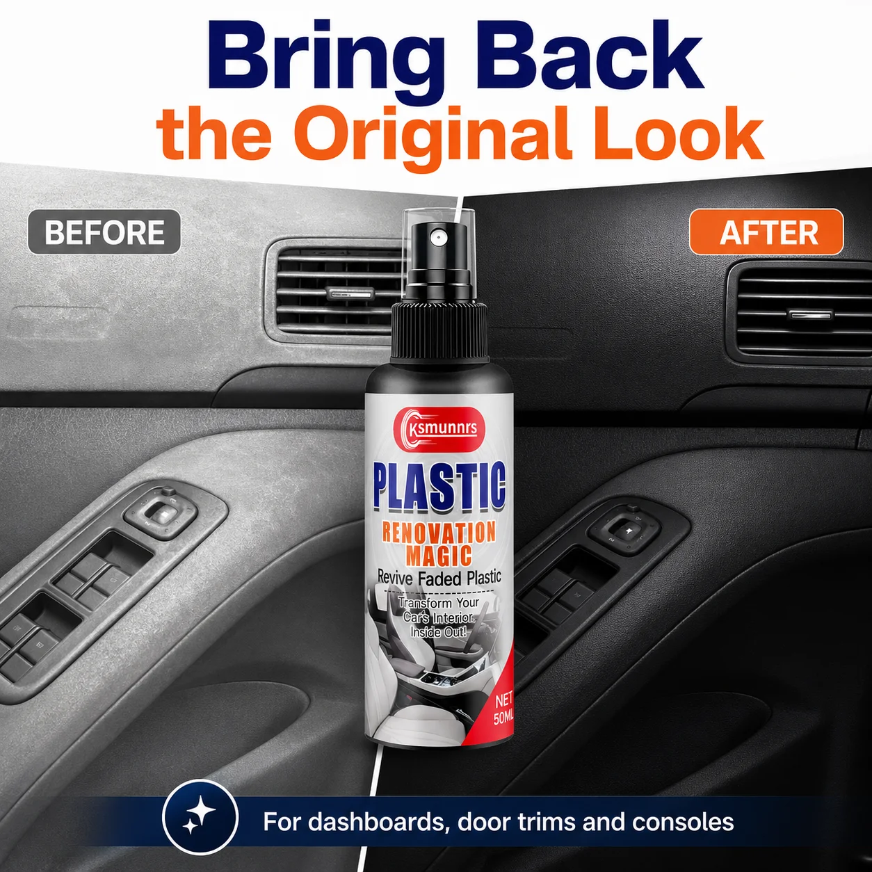 Automobile leather plastic cleaning spray, interior refurbishment protector, long-term hydrophobic scratch resistant coating, in