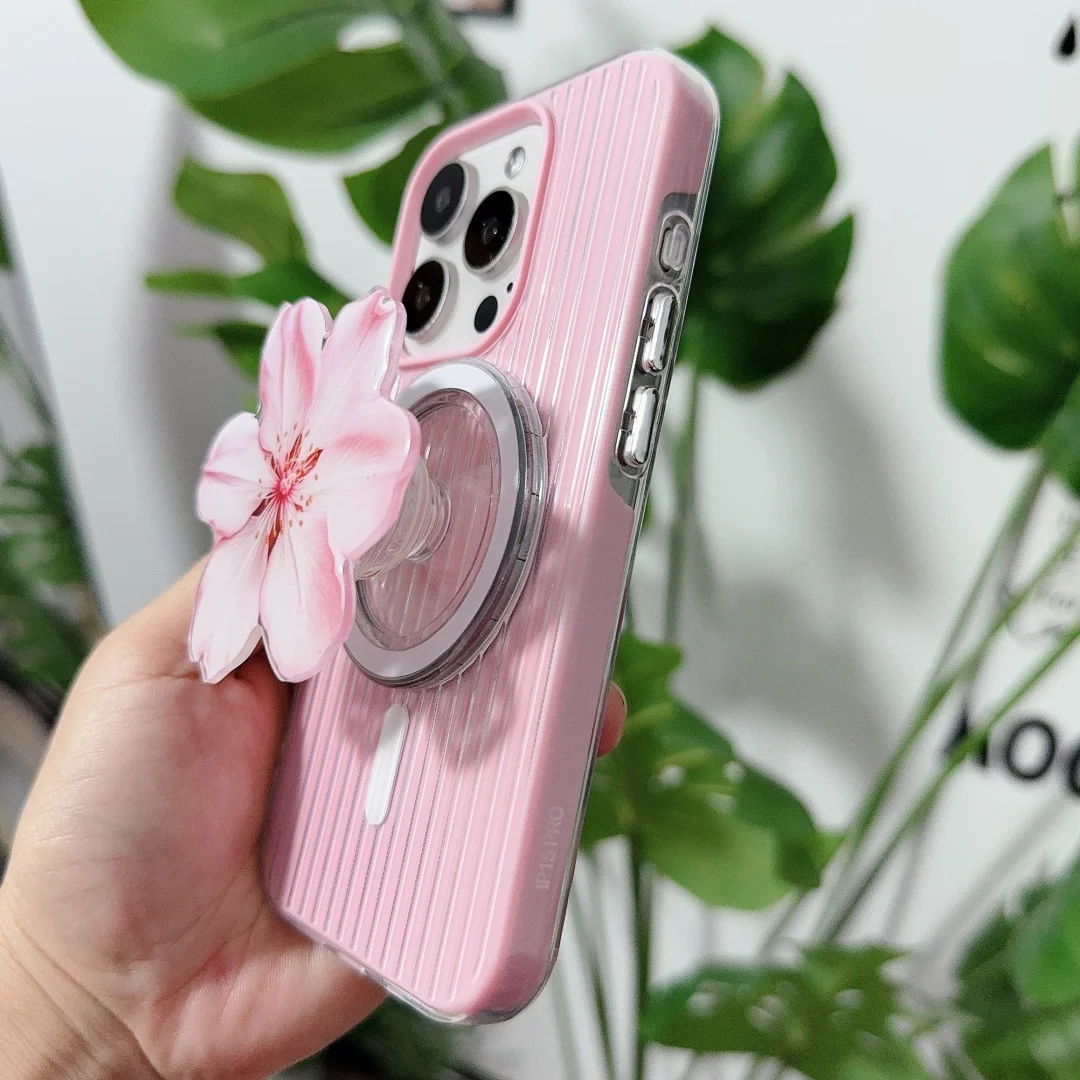 Custodia con staffa di aspirazione fiore magnetico anticaduta moda per iPhone 16 15 14 Cover per telefono 16 13 Pro MAX Custodia rigida antiurto posteriore