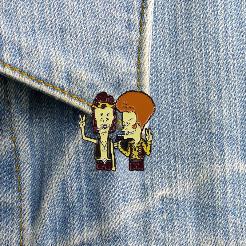 Smoking Beavis N Butthead Enamel Pin Funny Cartoon TV Series Badge Backpack Decoration Jewelry view 5