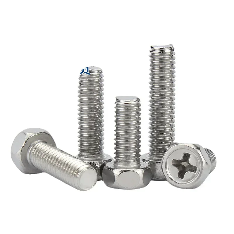 1000pcs M6  6x12mm Hexagon Phillips Bolt  L=12mm GB29.2 304 Stainless Steel Cross Recessed Socket  Head Bolts Screws