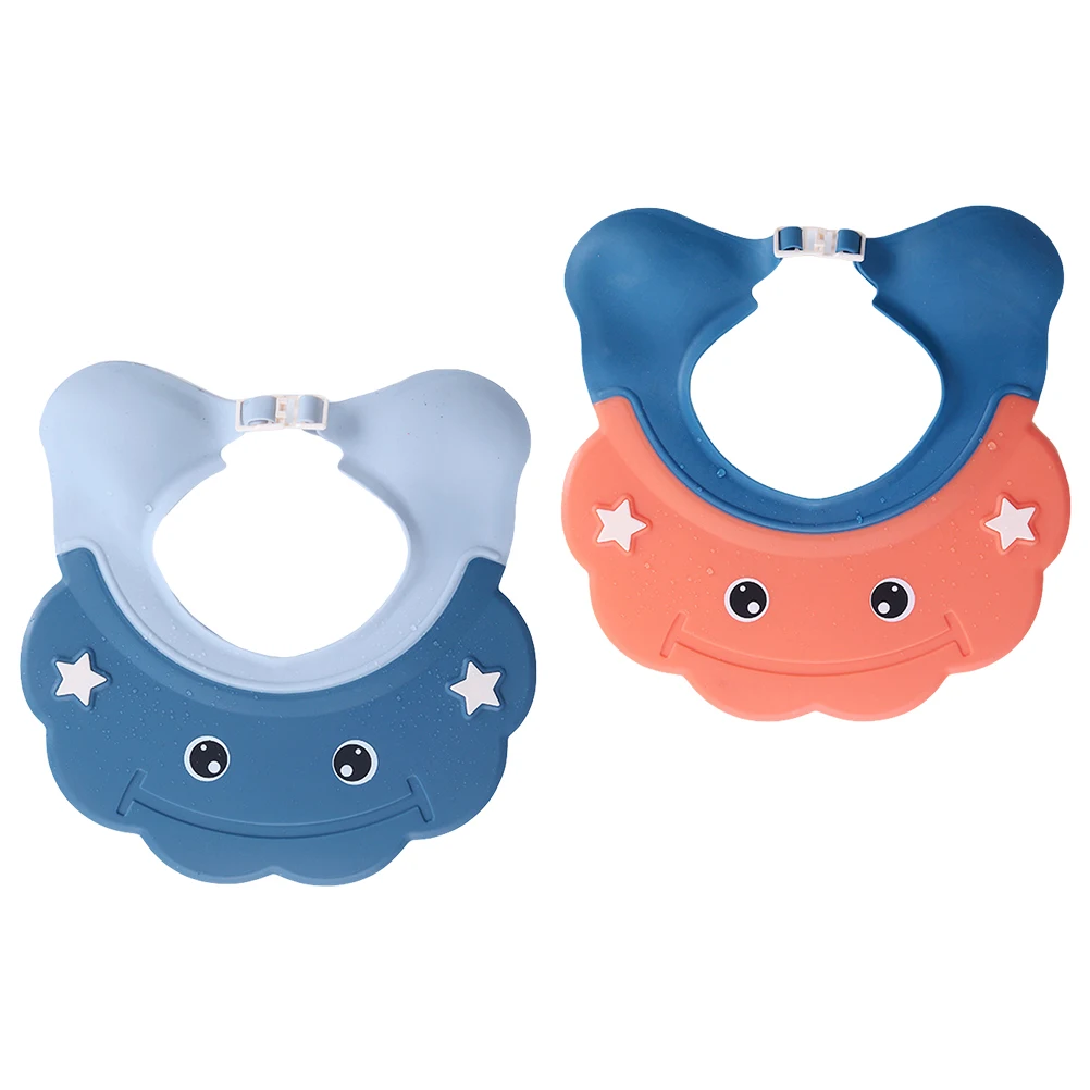 

2pcs Baby Shampoo Hats Children Shower Cap Waterproof Hood Adjustable Size Non Slip Comfortable Wash Hair Easy Bathing