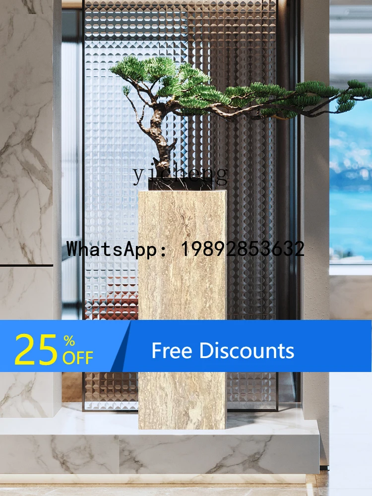 AA  marble base sculpture table, living room,  antique yellow cave stone pillar