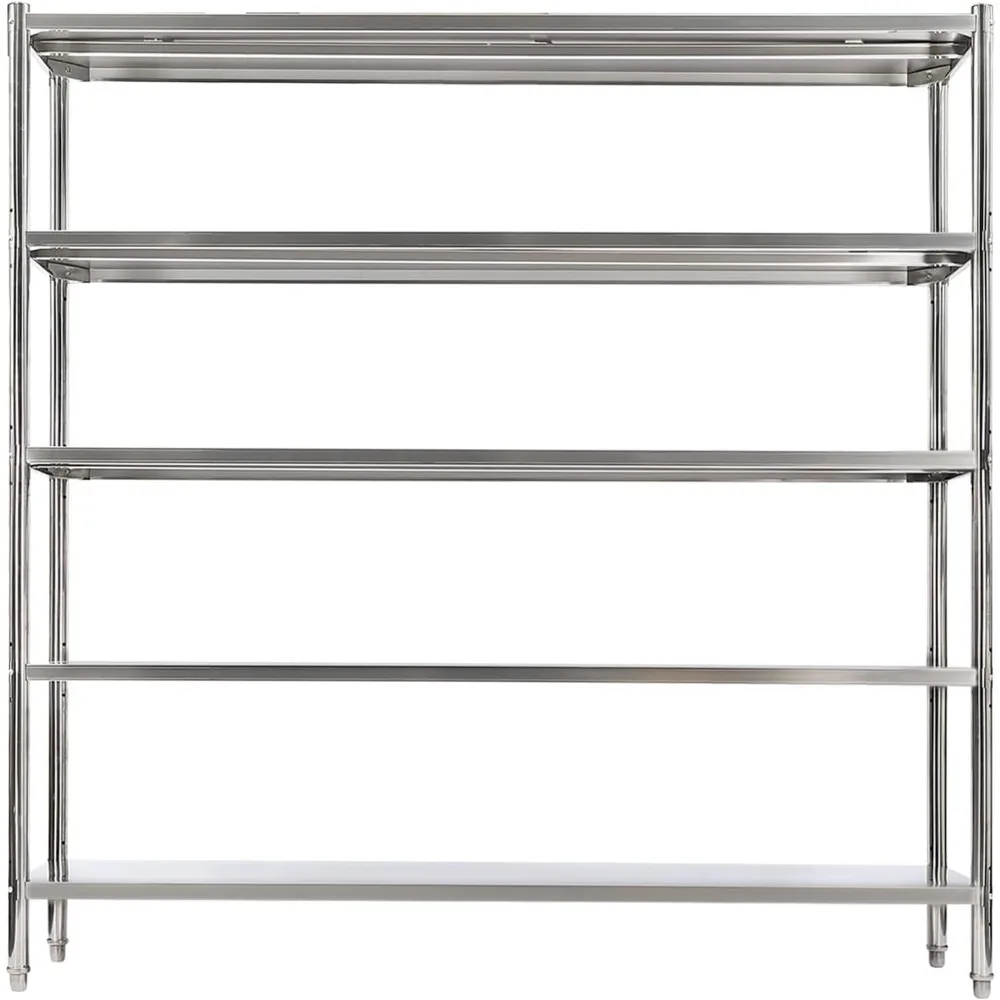 رف رفوف صناعي من الفولاذ المقاوم للصدأ بارتفاع قابل للتعديل - تخزين 5 طبقات بسعة 330 رطل لكل رف