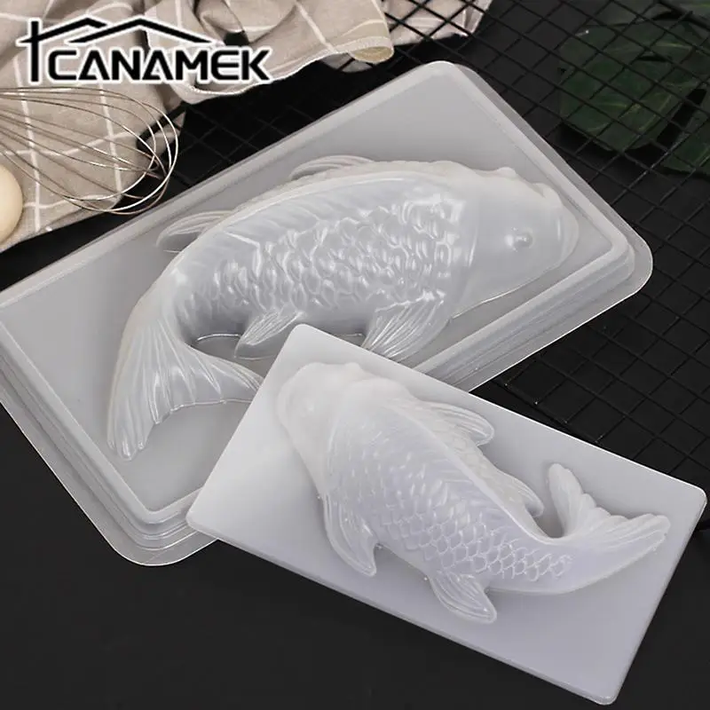 1PC Fish Mold 3D Koi Fish Shape Plastic Cake Chocolate Jelly Mould DIY Soap Handmade Sugarcraft Mold Baking Molds Baking Tool