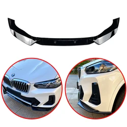 For BMW X3 G01 X4 G02 IX3 G08 2021 2022+ M Pack Glossy Black ABS Car Front Bumper Lip Spoiler