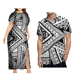 Fashion Women'S Short-Sleeved Dress Birthday Party Sheath Slit Maxi Polynesian Island Men'S Casual Shirt Support Customization