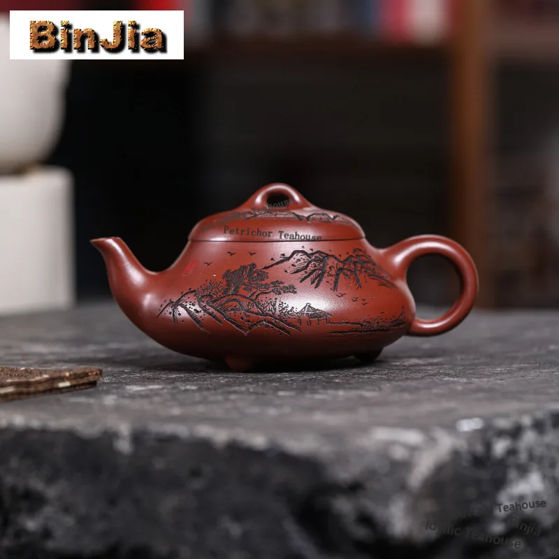 

280 мл Креативные чайники Исин из фиолетовой глины Художники Ручная работа Каменный совок Горшок Сырая руда Чжу Грязь Чайник Чайный сервиз Цзыша Коллекция Ремесло
