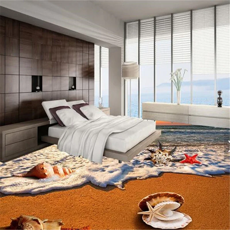 beibehang Sea World starfish floor Bathroom kitchen balcony PVC Wall paper Self wall sticker Floor mural wall papers home decor