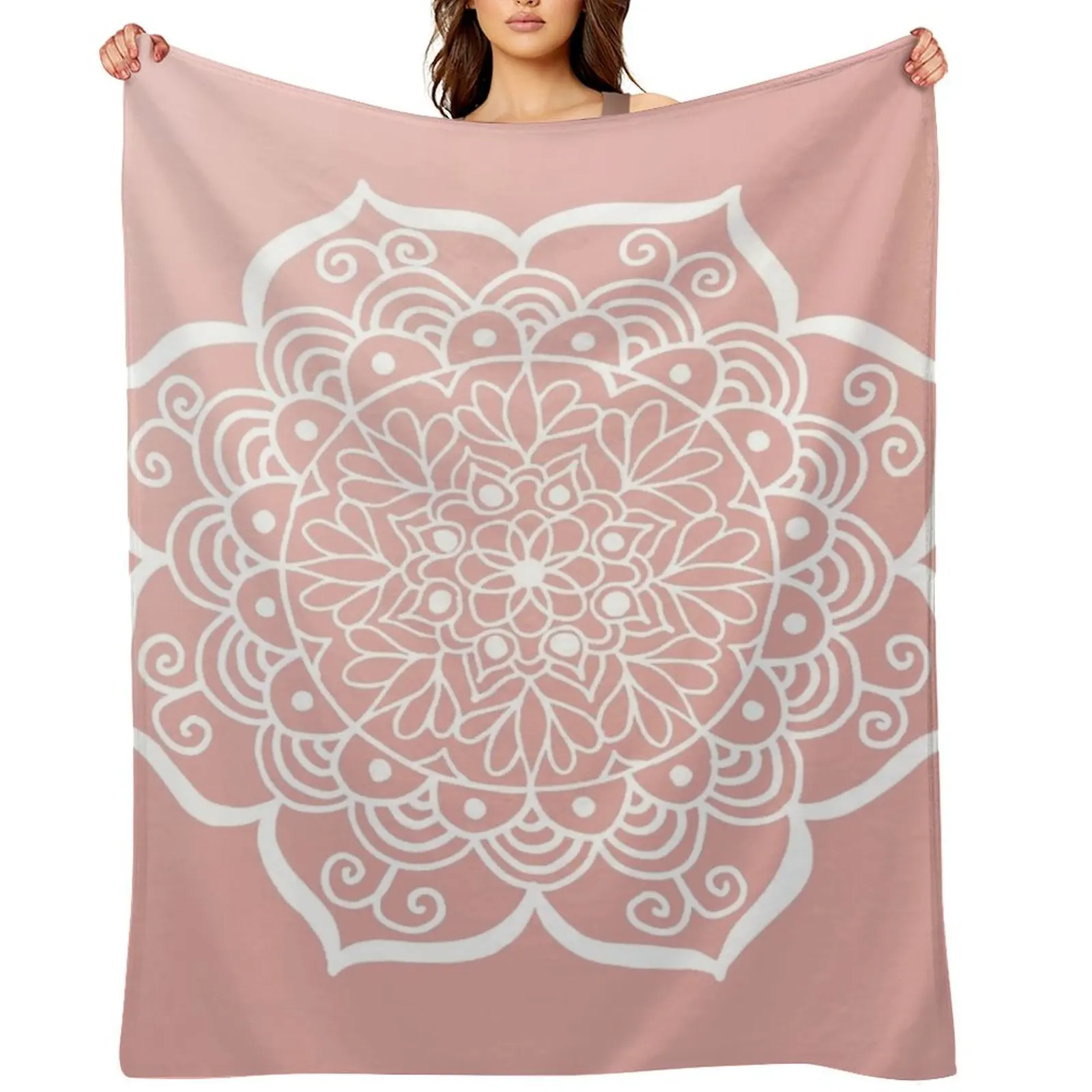 

Pink Flower Mandala Throw Blanket Retros Nap Beach Blankets For Sofas Blankets