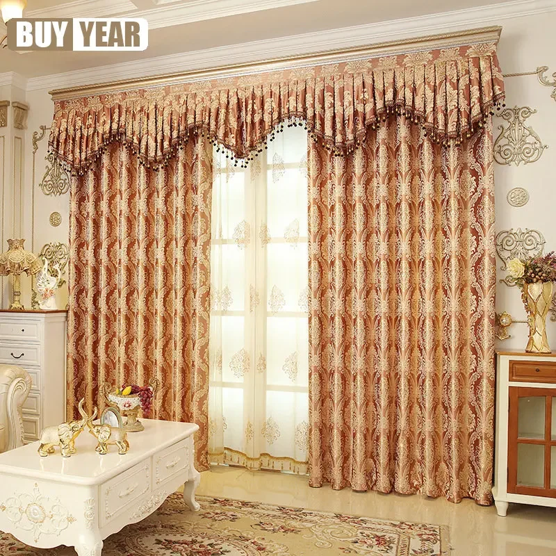 European Gold Luxury Curtains for Living Room Curtains for Bedroom Windows Encrypted Wire Jacquard Home Decor Blackout Custom