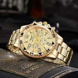 Luxury Golden Men Watch 2023 New Fashion Casual Stainless Steel Quartz Wristwatch Analog Male Business Clock Relogio Masculino