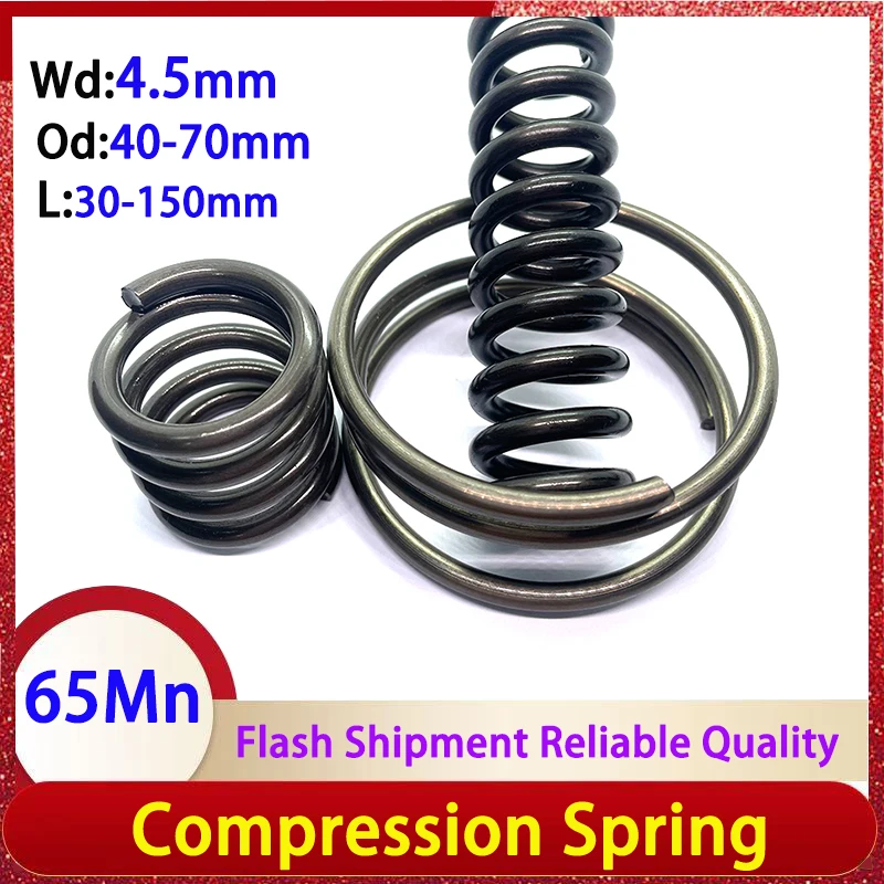 

Wire diameter 4.5mm 65Mn Compression Spring Strong Spring Steel Pressure Return Spring Shock Absorber Spring OD:40-70mm