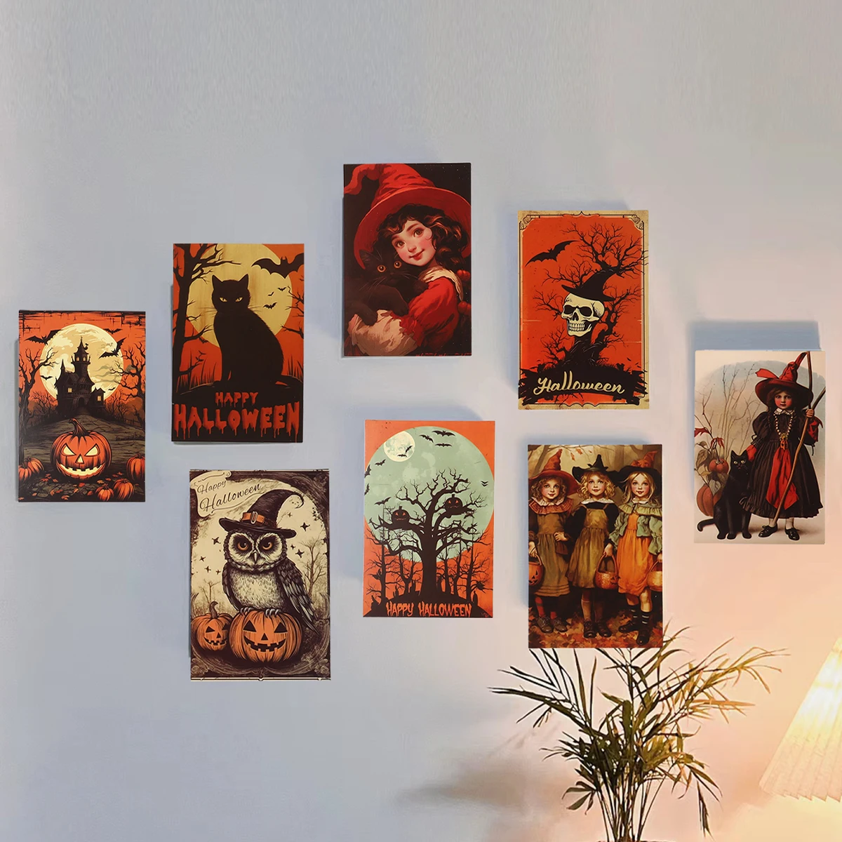 Halloween Postcards Pumpkin Bat Greeting Cards Happy Halloween Party Decor Scary Invitation Card Kids Birthday Party Supplies