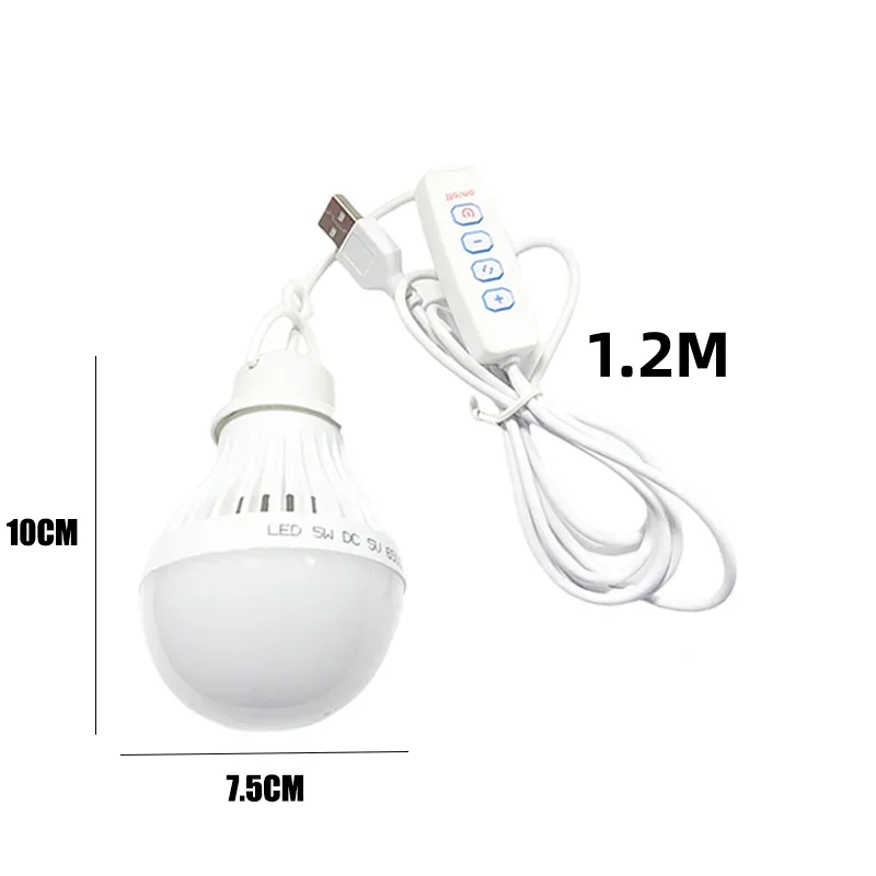 DC5V Led Camp Light Usb Emergency Bulb 3 Color Dimmable Hanging Tent Lamp for Work BBQ Fishing Repair Out Door Camping Equipment