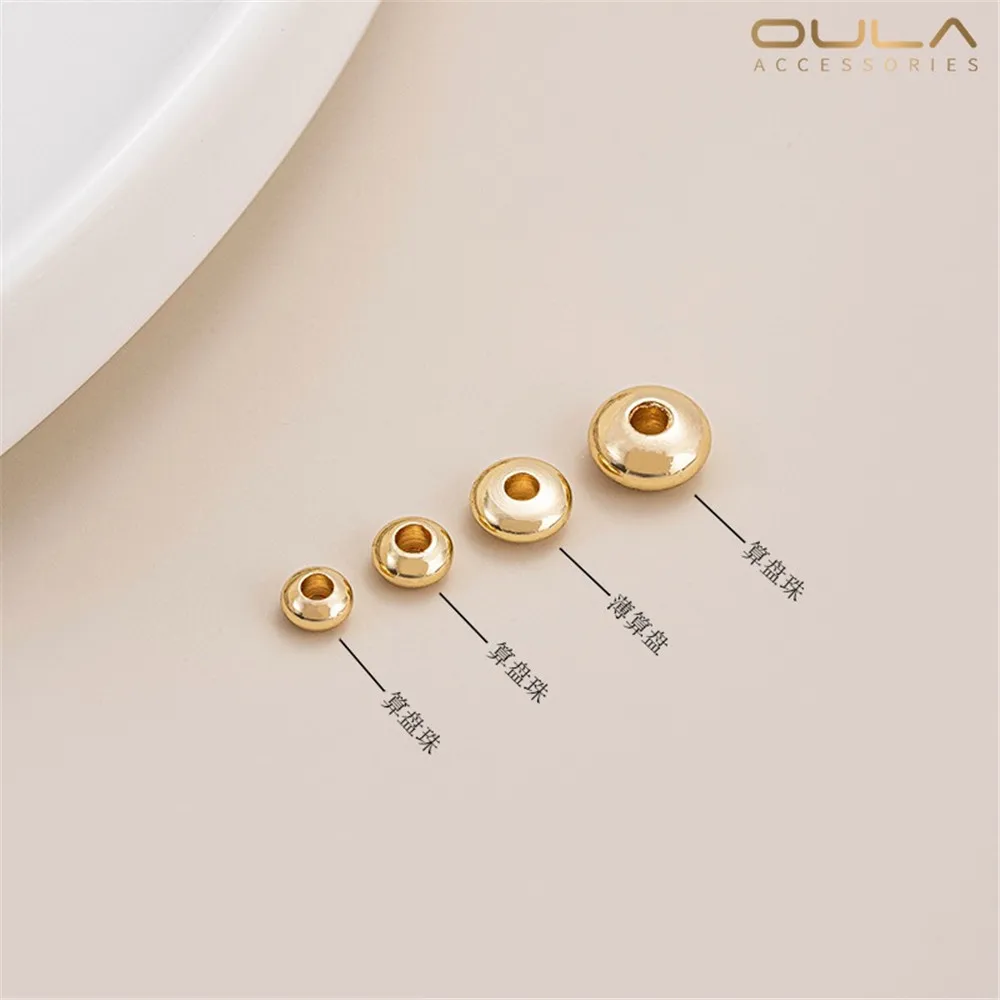 

14k Gold-plated Gold Bead Flying Saucer Abacus Disk Bead DIY Bracelet 3/4/5mm Spacer Beads with Bead Spacers