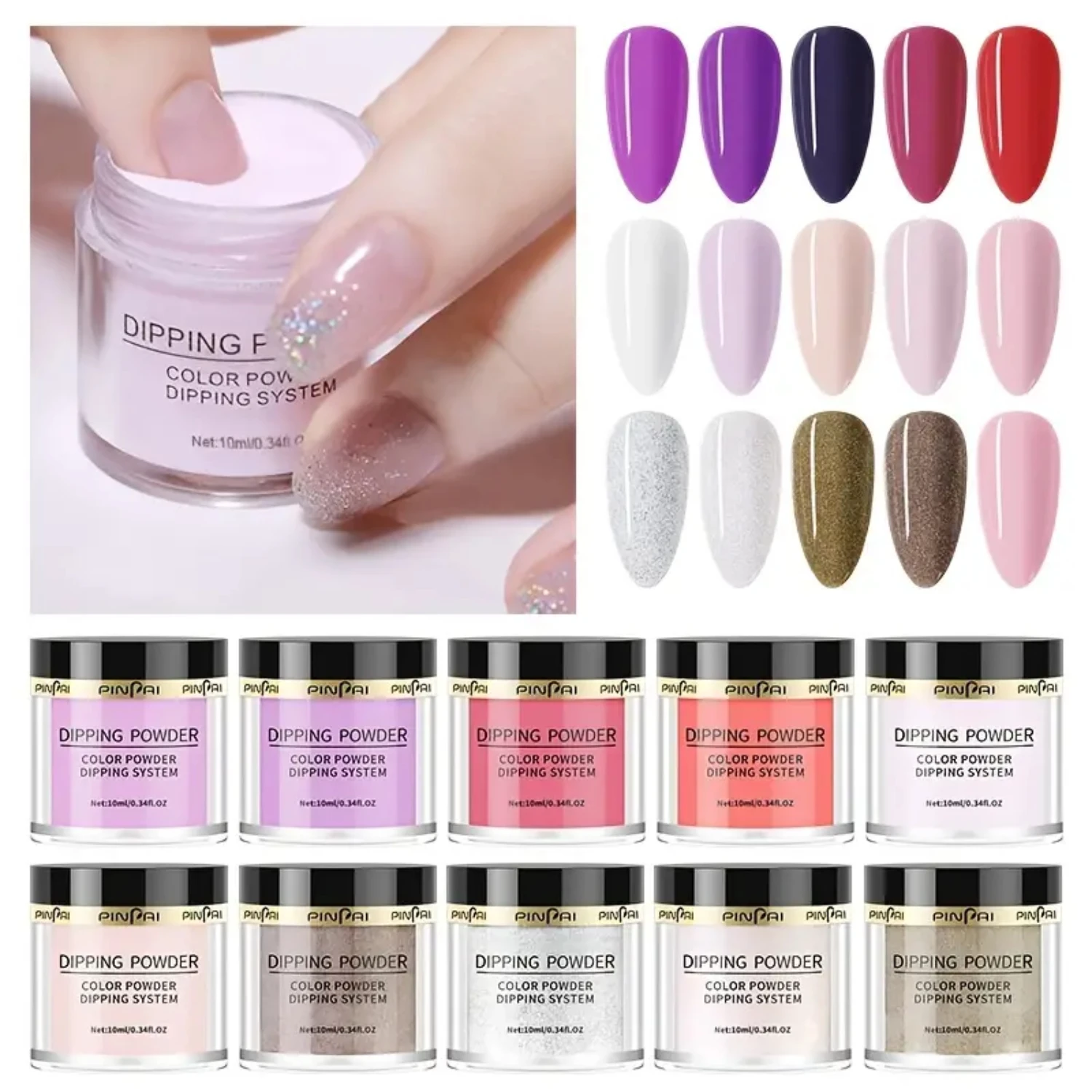 Enhance your nails with our dazzling Dipping Powder Nail Enhancer containing Solid, Soakage, and Shining Powder, as well as Glit