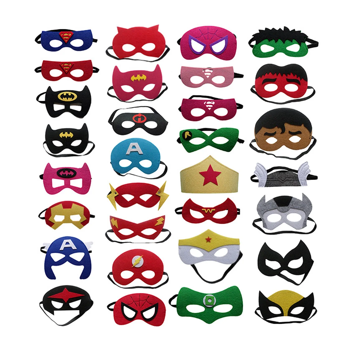 32pcs/kit Superhero Mask Cosplay Christmas Halloween Kids Adult Carnival Party Props Children's Birthday Masks Masquerade Gifts