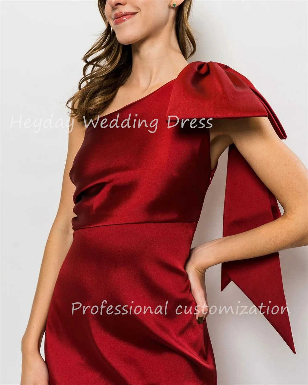 Heyday 예쁜 원피스 맞춤형 구김, 원 숄더 민소매 새틴, 섹시한 격식 있는 이브닝 원피스, 바닥 길이 파티 원피스