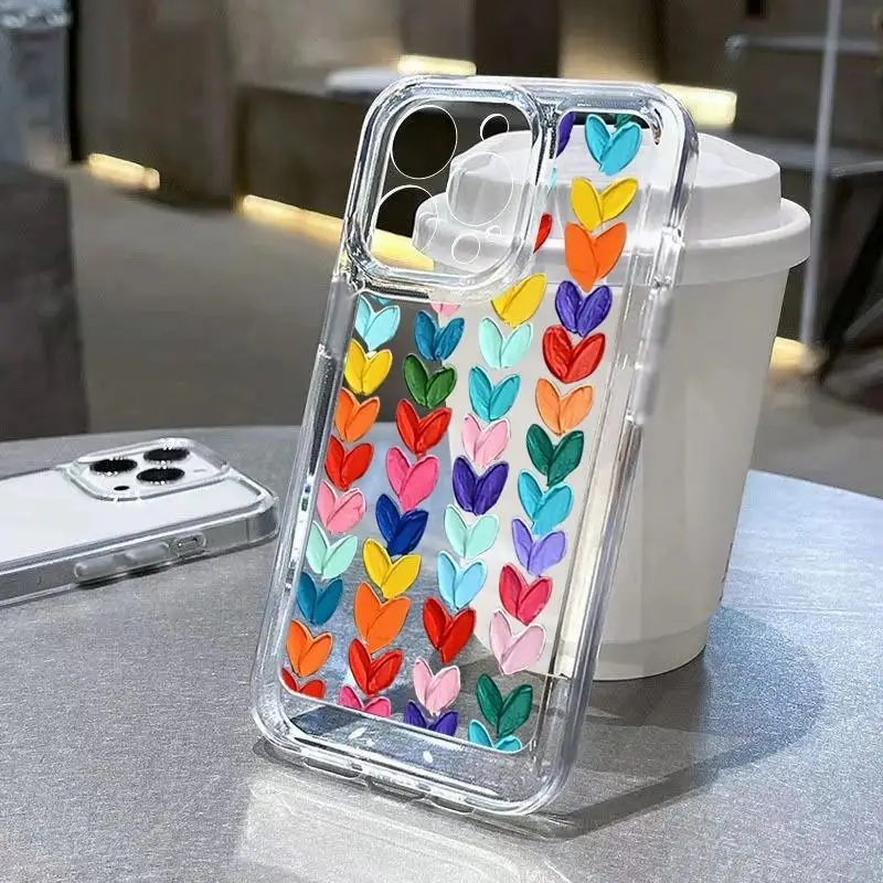 Colorful Love Heart Case For Infinix Note 40 Pro Zero 30 Hot 30i 40i Smart 8 7 Tecno Spark20 Pro Cover Soft Silicone Couqe Tran