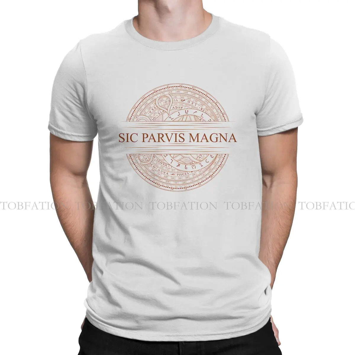 Uncharted TShirt for Men Sic Parvis Magna Red Basic Summer Tee T Shirt Novelty Trendy