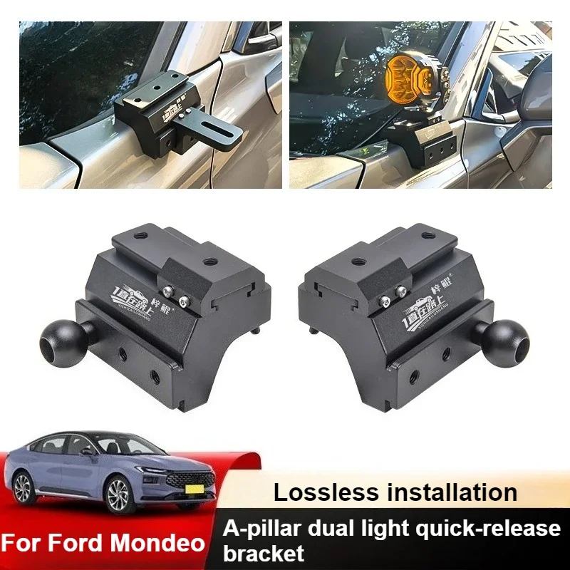 For Ford Mondeo Car A Pillar Led Spotlight Bracket Front Engine Hood Quick Release Dual Guide Rail Expansion Stand Lamp Holder