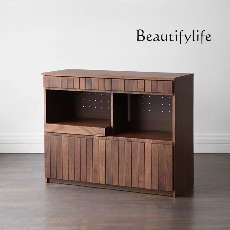 

North America Black Walnut Wood Sideboard Cabinet Nordic Multi-Functional Storage Home Integrated Tea Cabinet