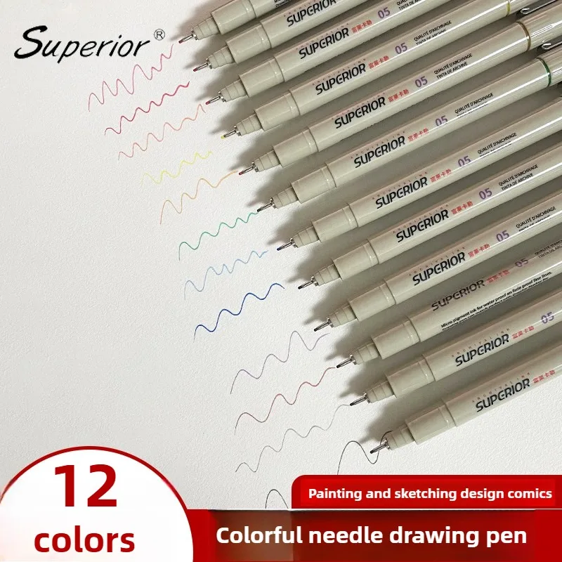 12 Colour Sketch Micron pen 0.5 mm Superior needle drawing pen Fine liner Pigma Drawing Manga Anime Marker fine colour New