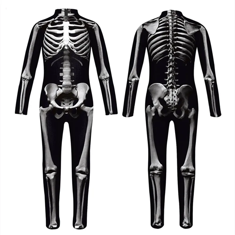 Terror Skeleton 3D Print Kids Cosplay Skull Jumpsuit Boys Girls Halloween Carnival Party Costumes Children Bodysuit Outfit