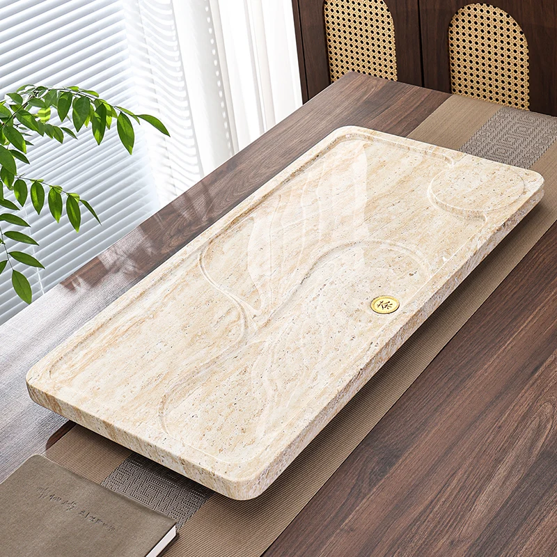 Stone Serving Tea Tray Decorative Ceramic Pot Tableware Rectangle Drip Tea Tray Drainage Hospitality Bandejas Home Decorationgs