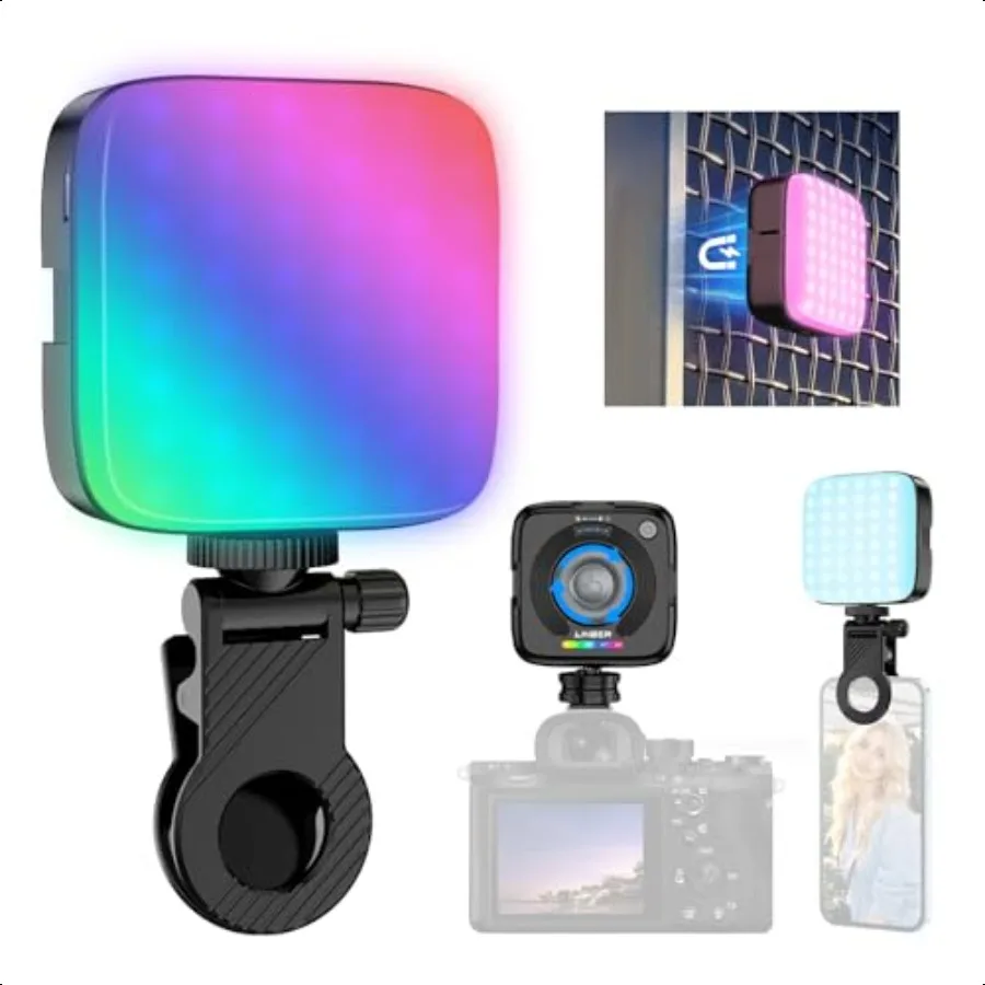 

126 LED Video Light 30009000K RGB Selfie Light for Phone Magnet Back 2000mAh Mini Camera Light with 3CCT RGB Full Color 10 Effe