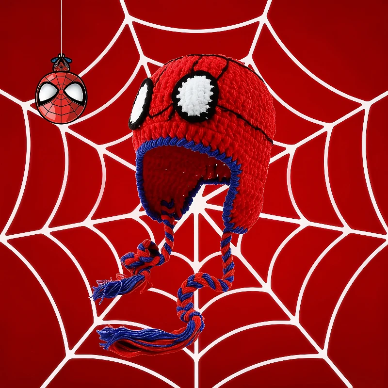 

Готическая паутина, жаккардовая шапка-бини, зимняя вязаная шапка-бомбер ручной вязки, косплей, уличная защита ушей, теплая шерстяная вязаная шапка с кисточками Y2K